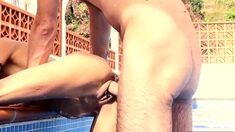 Couple Fucking at the Swimming Pool OUTDOOR SEX