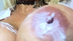 Amateur blond girl with big boobs getting fucked