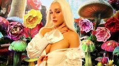 Horny busty blonde babe with big boobs