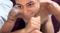 Close Up Black And White Blowjob