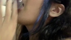 Amateur hands free close up blowjob