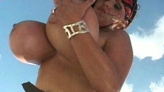 Busty brunette with big boobs rides cock
