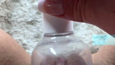 Black slut close up toy double