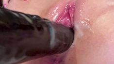 Stacked brunette goes solo toys and masturbation