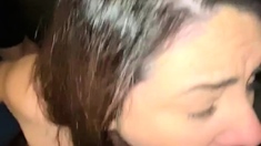 Wet and messy amateur blowjob and handjob