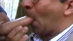 Old Daddies Sucking Outdoors