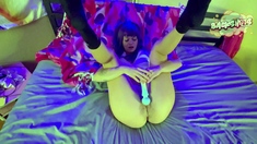Amateur brunette toys and fucks