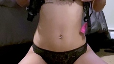 Stacked brunette goes solo toys and masturbation