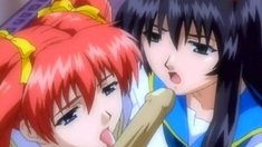 Hentai redhead used by two pervs