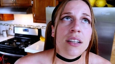 Sexy amateur redhead teen double dildo action