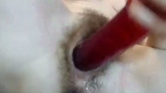 Hairy Amateur Girl Plays with Anal Hole on Webcam