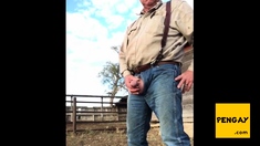Farmer Daddy Caught Peeing Outdoors