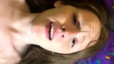 Lovely Amateur teen brunette masturbating outdoor