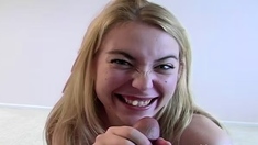 Cute blonde teen girlfriend awesome POV blowjob