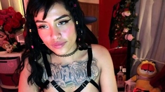 Small tit brunette amateur tugs on a big willie