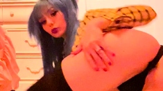 Blonde tight pussy babe has solo toy fun