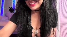 Cute amateur brunette naughty in solo jerking show on camera