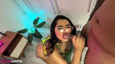 Hot blowjob from a brunette in POV