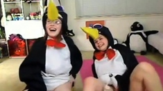 Teen penguins on cam