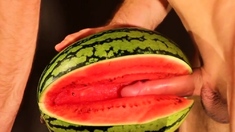 water melon cum - fucking a melon and cumming