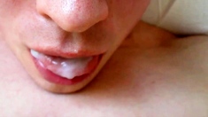 Creamy Close-up Cum Swallowing With Slo-mo!