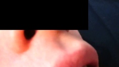 Swallowing a hot load of gooey cum