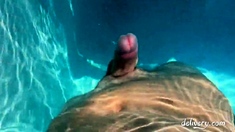 Hands free cumshot swimming pool