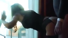 Italian Girl - PAINFUL ANAL fuck at the window