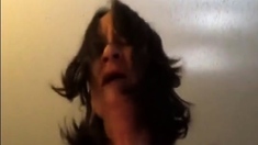 Skinny old lady riding to orgasms POV