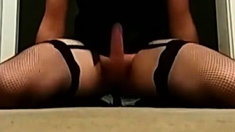 Riding CD slut cums twice